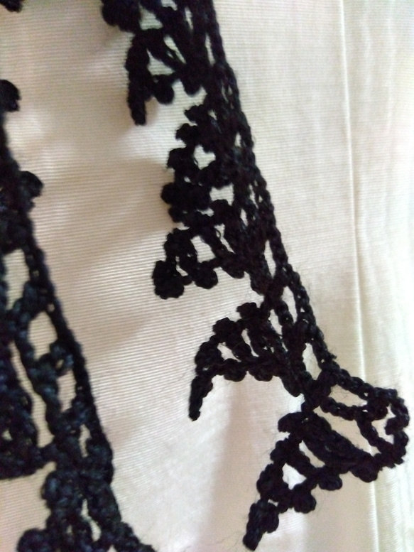 黒　もみの木のかぎ針編みネックレス 4枚目の画像