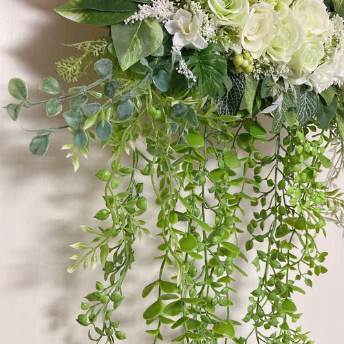 注文 ウォールグリーン フラワー壁掛け ホワイトローズ 1m ウォール