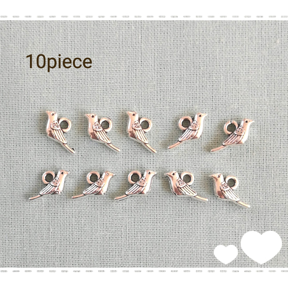 とりチャーム / 小鳥チャーム * アンティークシルバー / 10個 チャーム  