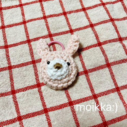赤チェックねこちゃん♡パッチンピンヘアゴムセット