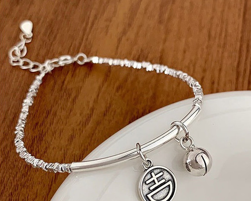 SV925 ハートチャーム ブレスレット ハングル 金属アレルギー対応 重ね