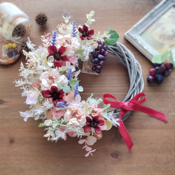 コスモスとリリアンローズのオータムリース(Φ約25cm／アーティフィシャルフラワー／造花) 1枚目の画像