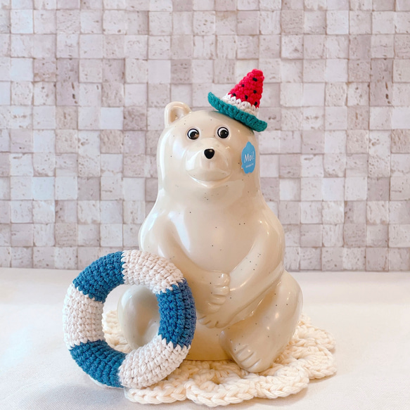 しろくま貯金箱＊スイカキャップ しろくま貯金箱 着せ替え 夏 スイカ | Shop at Mercari from Japan