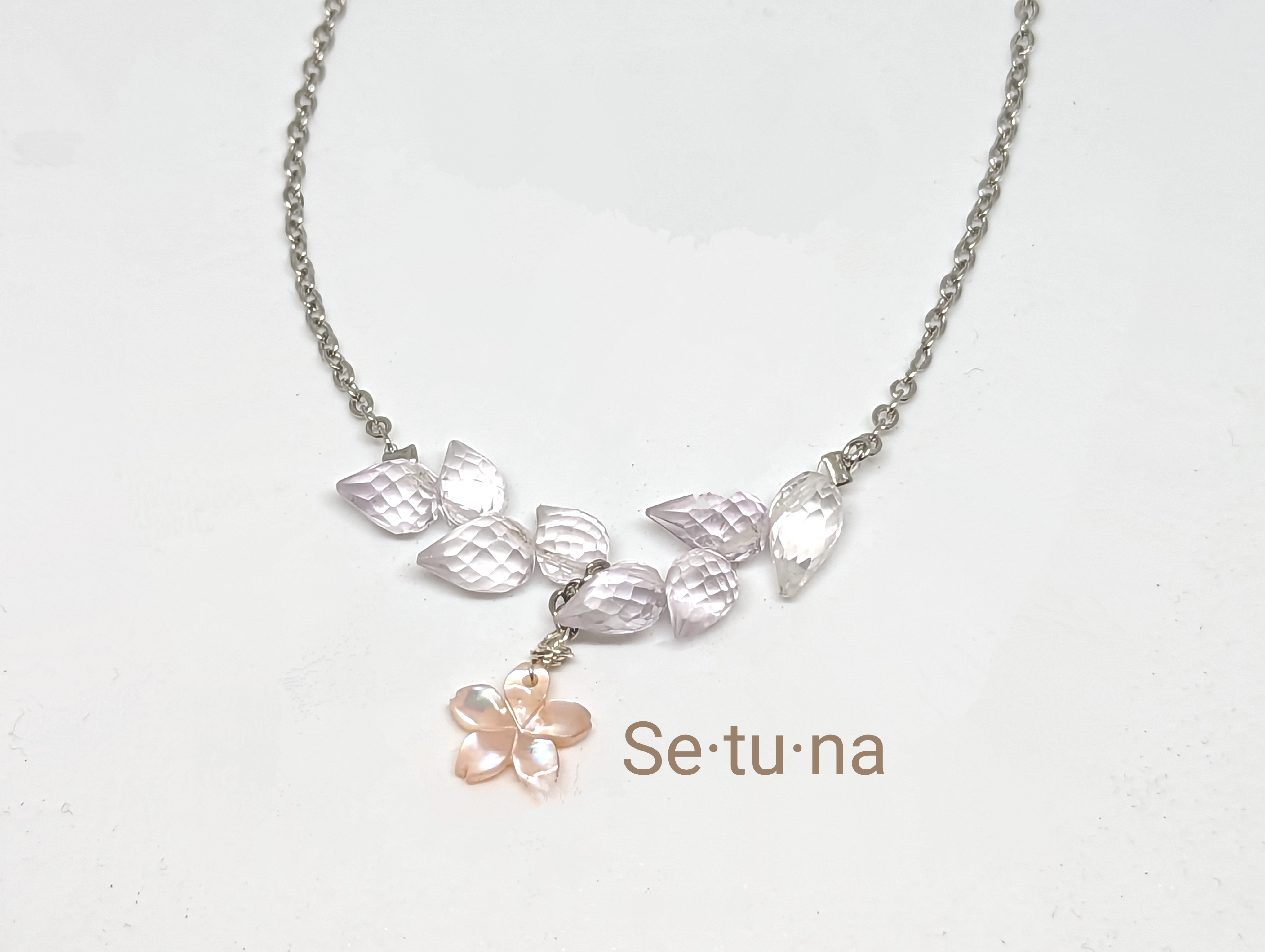 ピンクアメジストのつぼみネックレス