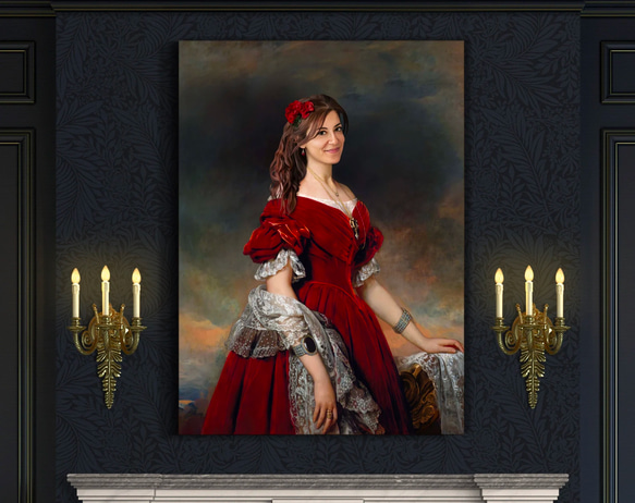 【オーダーメイド】写真からカスタムロイヤルキング天皇皇帝油絵スタイルの肖像画一点物 似顔絵 イラスト彼氏夫の贈り物誕生日 100%