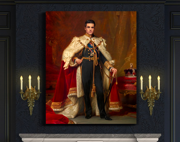 【オーダーメイド】写真からカスタムロイヤルキング天皇皇帝油絵スタイルの肖像画一点物 似顔絵 イラスト彼氏夫の贈り物誕生日 100%