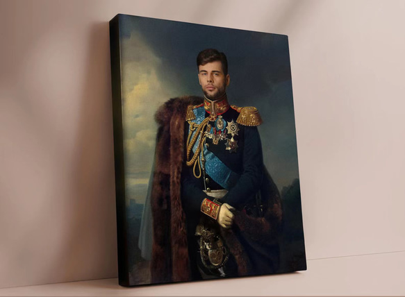 【オーダーメイド】写真からカスタムロイヤルキング天皇皇帝油絵スタイルの肖像画一点物 似顔絵 イラスト彼氏夫の贈り物誕生日 100%