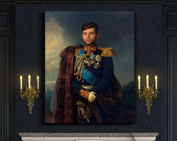 【オーダーメイド】写真からカスタムロイヤルキング天皇皇帝油絵スタイルの肖像画一点物 似顔絵 イラスト彼氏夫の贈り物誕生日 100%