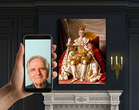 【オーダーメイド】写真からカスタムロイヤルキング天皇皇帝油絵スタイルの肖像画一点物 似顔絵 イラスト彼氏夫の贈り物誕生日 4枚目の画像
