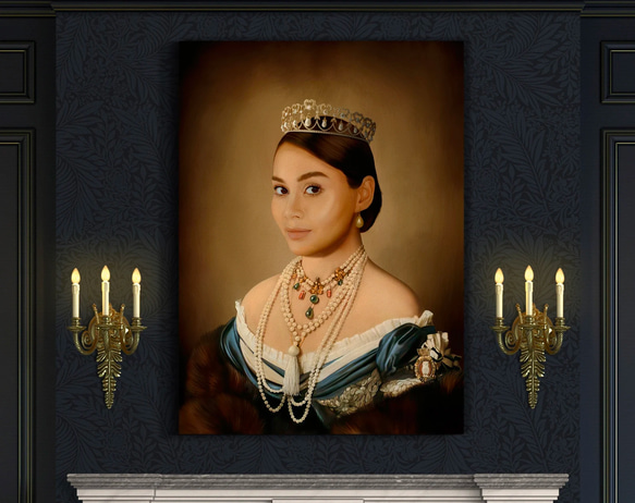 【オーダーメイド】写真からカスタムロイヤルキング天皇皇帝油絵スタイルの肖像画一点物 似顔絵 イラスト彼氏夫の贈り物誕生日 100%