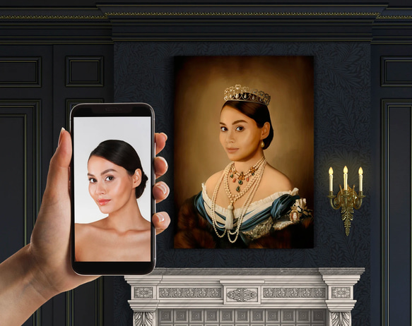 【オーダーメイド】写真からカスタムロイヤルキング天皇皇帝油絵スタイルの肖像画一点物 似顔絵 イラスト彼氏夫の贈り物誕生日 100%