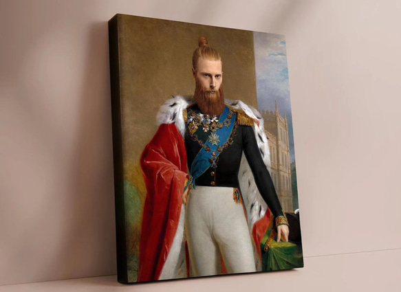 【オーダーメイド】写真からカスタムロイヤルキング天皇皇帝油絵スタイルの肖像画一点物 似顔絵 イラスト彼氏夫の贈り物誕生日 100%