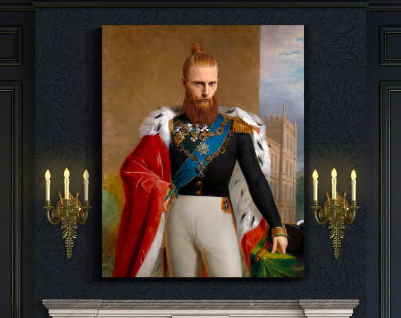 【オーダーメイド】写真からカスタムロイヤルキング天皇皇帝油絵スタイルの肖像画一点物 似顔絵 イラスト彼氏夫の贈り物誕生日 100%