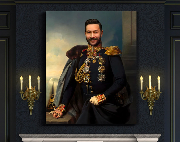 【オーダーメイド】写真からカスタムロイヤルキング天皇皇帝油絵スタイルの肖像画一点物 似顔絵 イラスト彼氏夫の贈り物誕生日 100%