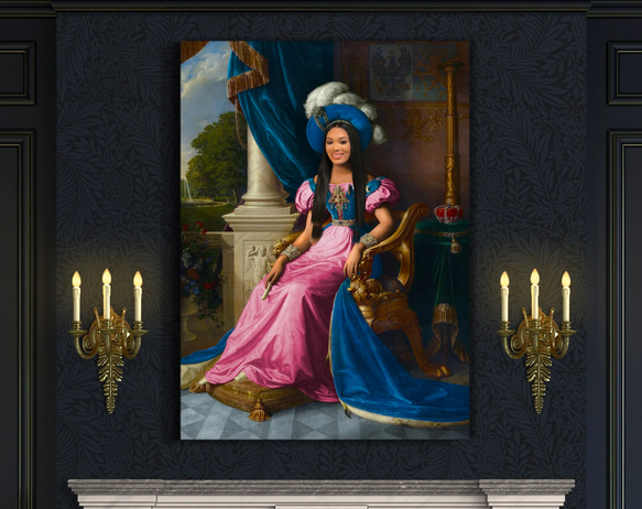 【オーダーメイド】写真からカスタムロイヤルキング天皇皇帝油絵スタイルの肖像画一点物 似顔絵 イラスト彼氏夫の贈り物誕生日 100%