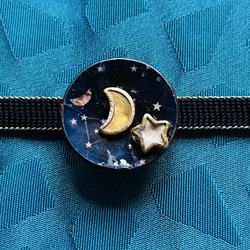 ビンテージ素材のロマンティックな月と星の帯留め「久遠のカリスマ」 12枚目の画像