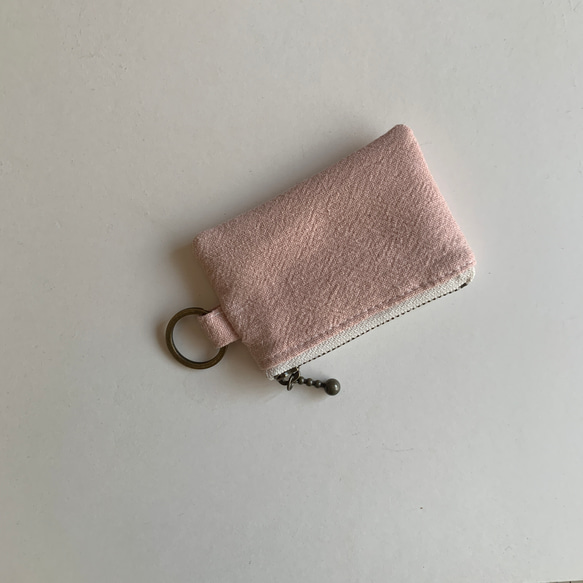 迷你零錢包（棉麻粉色+刺猬貼花） 第2張的照片