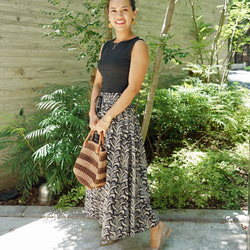 ヌキテパ インド綿 ブロックプリント スカート Cotton Double Flower Print Skirt | Pasand by ne Quittez pas