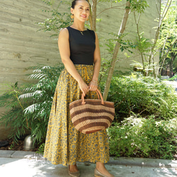 ヌキテパ インド綿 ブロックプリント スカート Cotton Silk Gold Print Skirt | Pasand by ne Quittez pas