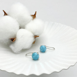 世界三大 癒しの石】ラリマー(8mm)の軽やかフックピアス／silver925