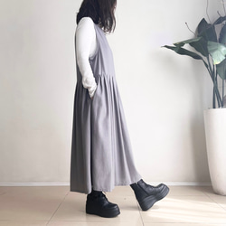 サロペットスカート/ジャンパースカート♪Rayon Linen Light Grey 5枚目の画像
