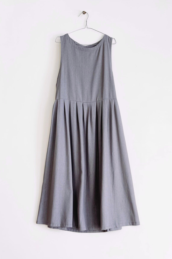 サロペットスカート/ジャンパースカート♪Rayon Linen Light Grey 6枚目の画像