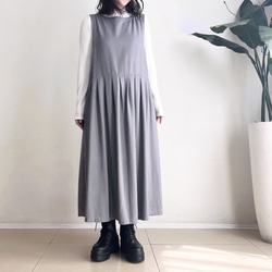 サロペットスカート/ジャンパースカート♪Rayon Linen Light Grey 2枚目の画像
