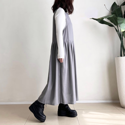 サロペットスカート/ジャンパースカート♪Rayon Linen Light Grey 4枚目の画像