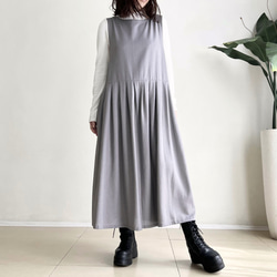 サロペットスカート/ジャンパースカート♪Rayon Linen Light Grey 1枚目の画像