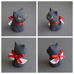 天使になった猫(黒猫・丸目）【受注制作】ご注文前には必ずメッセージで納期をお確かめください 3枚目の画像