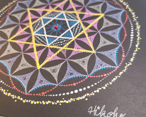 送料無料】飾って眺めてHappy☆キラメキ点描曼荼羅 フラワーオブライフ