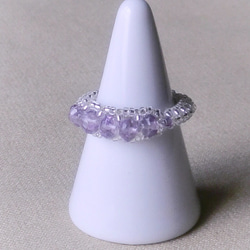 紫色珠子戒指-透明銀/紫水晶 第2張的照片