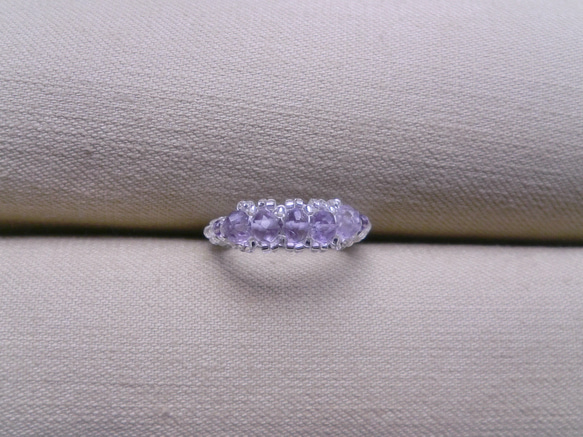 紫色珠子戒指-透明銀/紫水晶 第1張的照片