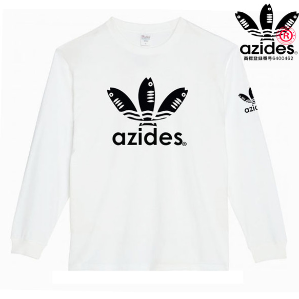 ［azides/袖プリント(小)ロンT］5.6ozアジデスTシャツ パロディ 長袖 おもしろ 面白い プレゼント 4枚目の画像