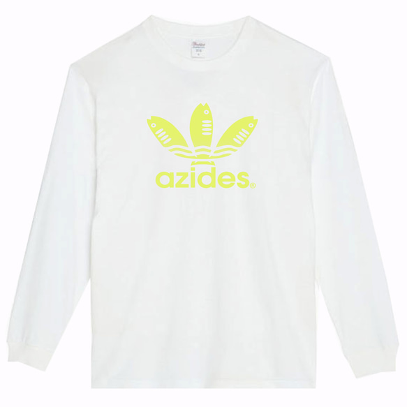 ［azides/ロゴ蛍光色ロンT］5.6ozアジデスTシャツ パロディ 長袖 おもしろ 面白い プレゼント 2枚目の画像