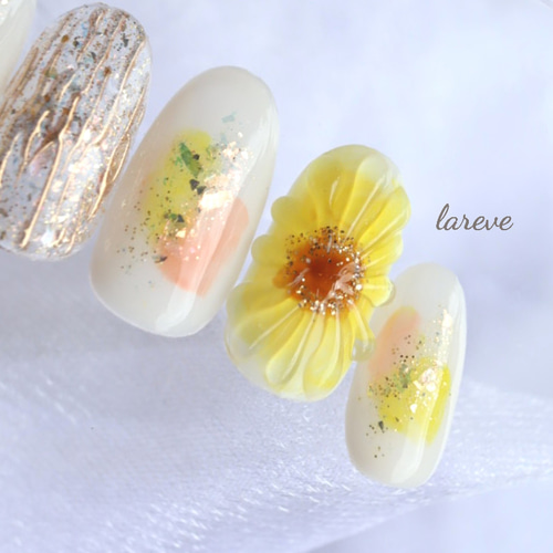 ひまわり お花 ひまわりネイル ぷっくりフラワー ぷっくりお花