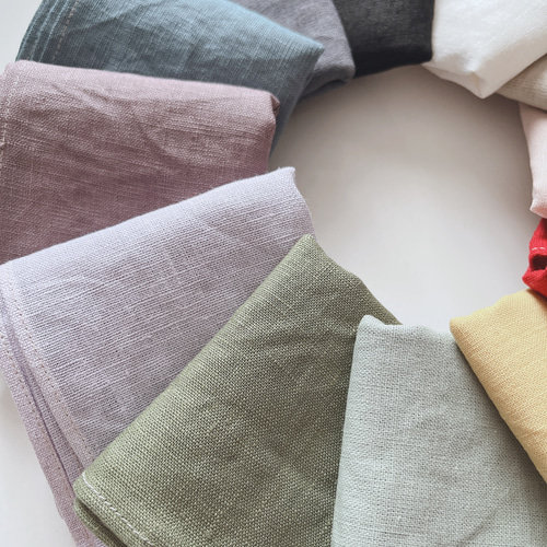 ◇matibari◇中厚リネンのハンカチ◇約38センチ角◇リネン100%◇麻