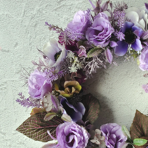 トルコキキョウのパープルリース*35cm*『Creema限定』 リース まあにゃ
