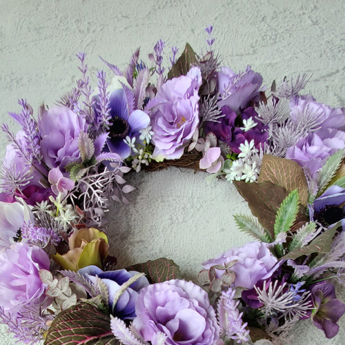 トルコキキョウのパープルリース*35cm*『Creema限定』 リース まあにゃ