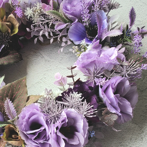 しめ縄リース　紫トルコキキョウ トルコキキョウのパープルリース*35cm*『Creema限定』 リース まあにゃ