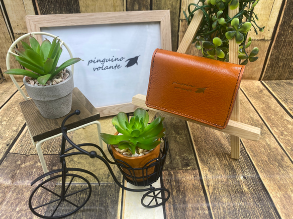 姫路レザー】財布 オレンジ カード入れ 三つ折り財布 革 本革