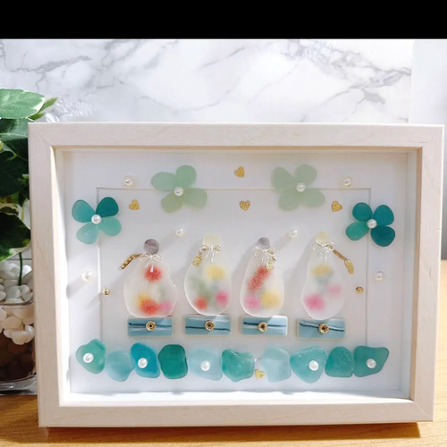 シーグラスアート 【ハーバリュームのように】 立体・オブジェ