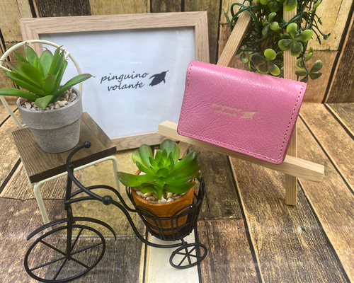 姫路レザー】財布 ピンク カード入れ 三つ折り財布 革 本革