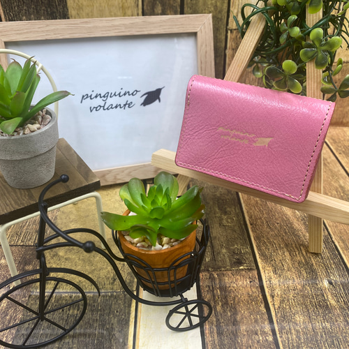 姫路レザー】財布 ピンク カード入れ 三つ折り財布 革 本革