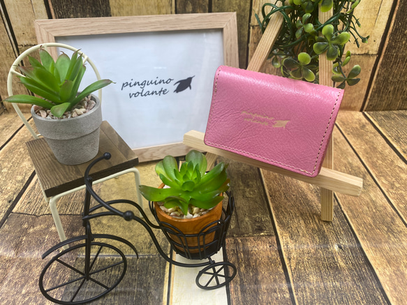 姫路レザー】財布 ピンク カード入れ 三つ折り財布 革 本革
