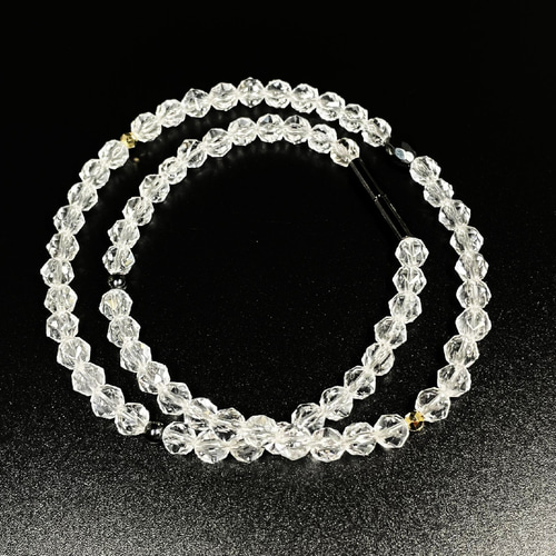 K18留め具クリスタルビーズ ツイストネックレス アクティブパフォーマンス】K18ビーズ スターカットクリスタル