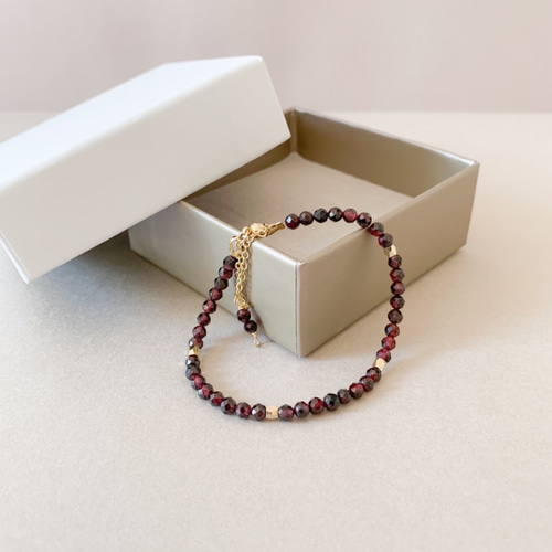 深紅のガーネット シンプルブレスレット ストレスフリー ブレスレット  