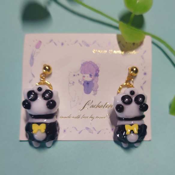 PE⌇﻿ Panda Kigurumi 熊貓耳環 耳環 貓量產地雷 第3張的照片