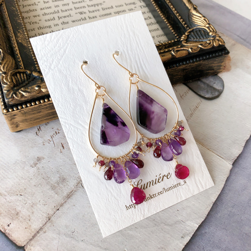 14kgfトラピッチェアメジストピアス/イヤリング Trapiche Amethyst