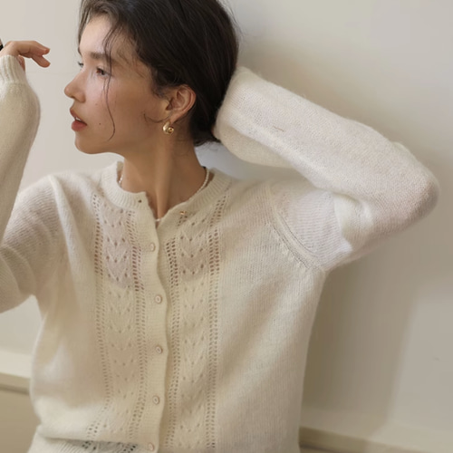 フランス風 秋の薄手カーディガン モヘア混 ブラウス hellodream